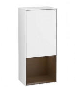 Шкафчик для ванной Villeroy & Boch Finion 41,8х93,6х27 см петли справа с подсветкой МДФ глянцевый белый лак/шпон грецкого ореха F550GNGF