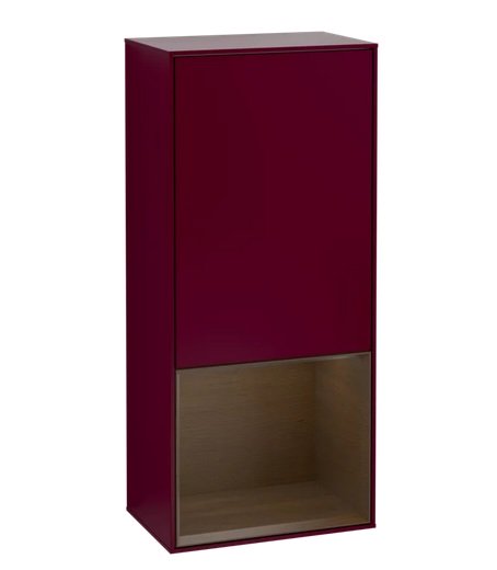 Шкафчик для ванной Villeroy & Boch Finion 41,8х93,6х27 см петли справа с подсветкой МДФ пион матовый лак/шпон грецкого ореха F550GNHB