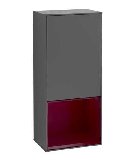 Шкафчик для ванной Villeroy & Boch Finion 41,8х93,6х27 см петли справа с подсветкой МДФ антрацит матовый лак/пион матовый лак F550HBGK
