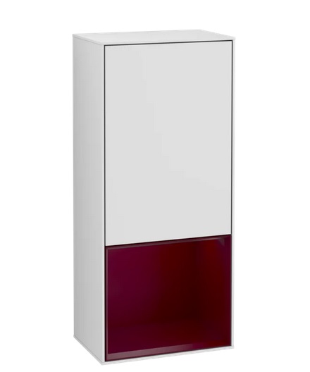 Шафка для ванної Villeroy & Boch Finion 41,8х93,6х27 см петлі праворуч з підсвічуванням МДФ білий матовий лак/півон матовий лак F550HBMT