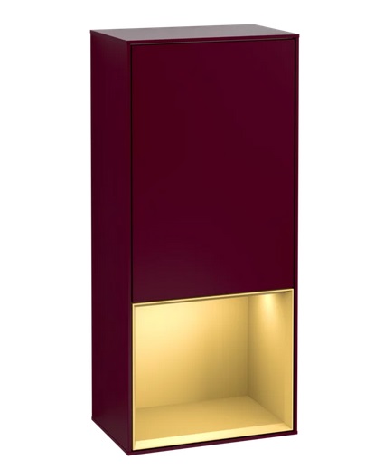 Шкафчик для ванной Villeroy & Boch Finion 41,8х93,6х27 см петли справа с подсветкой МДФ пион матовый лак/золотой матовый лак F550HFHB