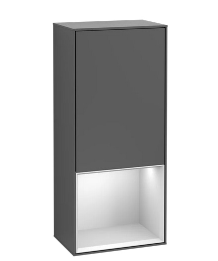 Шкафчик для ванной Villeroy & Boch Finion 41,8х93,6х27 см петли справа с подсветкой МДФ антрацит матовый лак/белый матовый лак F550MTGK