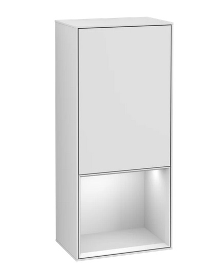Шафка для ванної Villeroy & Boch Finion 41,8х93,6х27 см петлі праворуч з підсвічуванням МДФ білий матовий лак F550MTMT