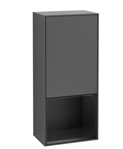 Шафка для ванної Villeroy & Boch Finion 41,8х93,6х27 см петлі праворуч з підсвічуванням МДФ антрацит матовий лак/чорний матовий лак F550PDGK