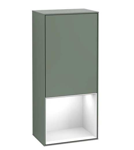 Шафка для ванної Villeroy & Boch Finion 41,8х93,6х27 см петлі праворуч з підсвічуванням МДФ оливковий матовий лак/глянсовий білий лак F550GFGM