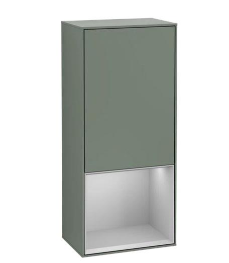 Шафка для ванної Villeroy & Boch Finion 41,8 х93, 6х27 см петлі праворуч з підсвічуванням МДФ оливковий матовий лак/світло-сірий матовий лак F550GJGM
