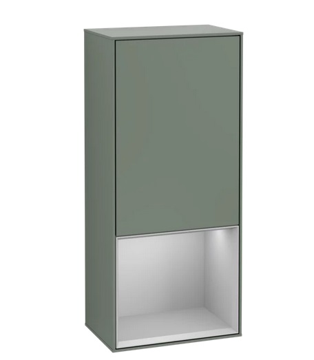 Шкафчик для ванной Villeroy & Boch Finion 41,8х93,6х27 см петли справа с подсветкой МДФ оливковый матовый лак/светло-серый матовый лак F550GJGM