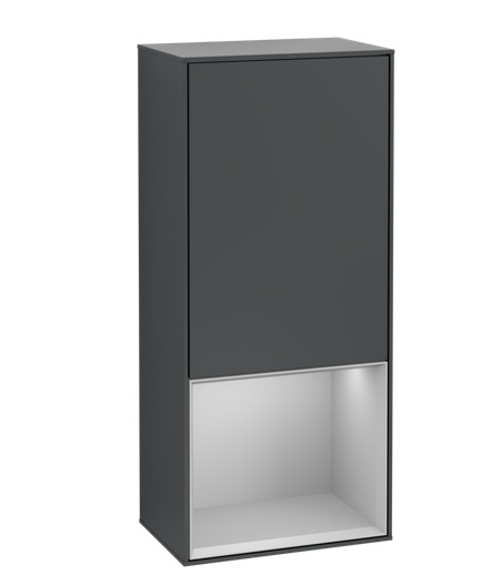 Шкафчик для ванной Villeroy & Boch Finion 41,8х93,6х27 см петли справа с подсветкой МДФ темно-синий матовый лак/светло-серый матовый лак F550GJHG