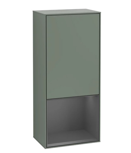 Шафка для ванної Villeroy & Boch Finion 41,8х93,6х27 см петлі праворуч з підсвічуванням МДФ оливковий матовий лак/антрацит матовий лак F550GKGM