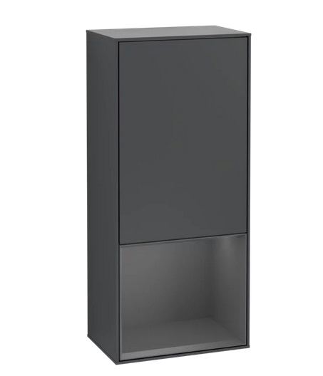 Шафка для ванної Villeroy & Boch Finion 41,8х93,6х27 см петлі праворуч з підсвічуванням МДФ темно-синій матовий лак/антрацит матовий лак F550GKHG