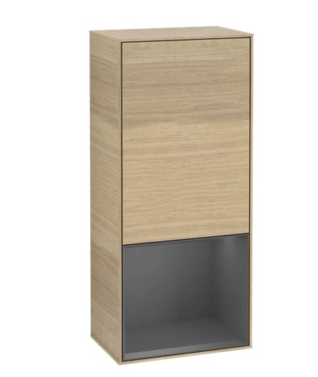 Шкафчик для ванной Villeroy & Boch Finion 41,8х93,6х27 см петли справа с подсветкой ДСП шпон дуба/антрацит матовый лак F550GKPC