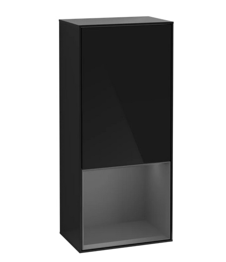 Шкафчик для ванной Villeroy & Boch Finion 41,8х93,6х27 см петли справа с подсветкой МДФ глянцевый черный лак/антрацит матовый лак F550GKPH