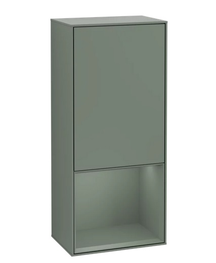 Шкафчик для ванной Villeroy & Boch Finion 41,8х93,6х27 см петли справа с подсветкой МДФ оливковый матовый лак F550GMGM