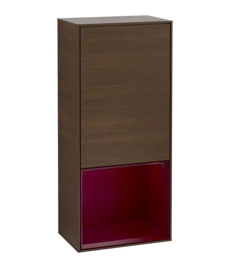 Шафка для ванної Villeroy & Boch Finion 41,8х93,6х27 см петлі праворуч з підсвічуванням ДСП шпон волоського горіха/півон матовий лак F550HBGN