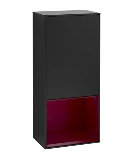 Шкафчик для ванной Villeroy & Boch Finion 41,8х93,6х27 см петли справа с подсветкой МДФ черный матовый лак/пион матовый лак F550HBPD
