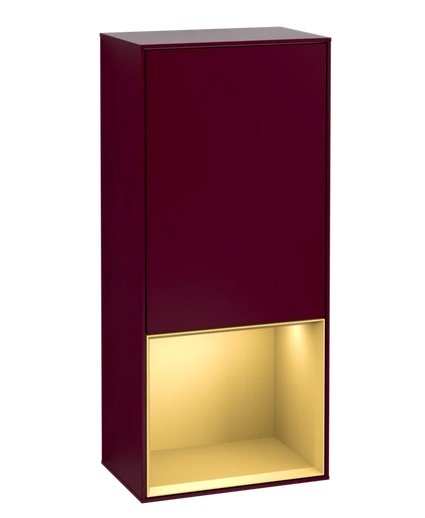 Шкафчик для ванной Villeroy & Boch Finion 41,8х93,6х27 см петли справа с подсветкой МДФ пион матовый лак/золотой матовый лак F550HFHB