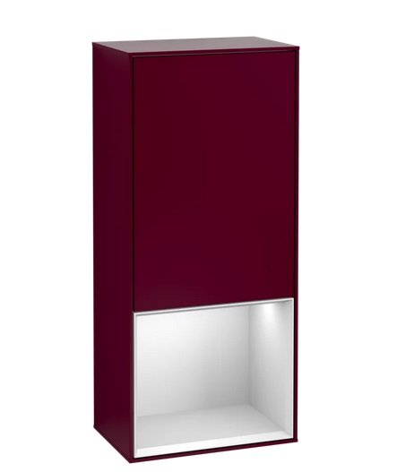 Шкафчик для ванной Villeroy & Boch Finion 41,8х93,6х27 см петли справа с подсветкой МДФ пион матовый лак/белый матовый лак F550MTHB