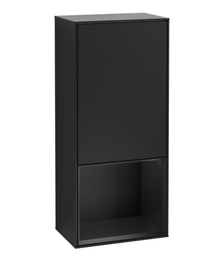 Шафка для ванної Villeroy & Boch Finion 41,8х93,6х27 см петлі праворуч з підсвічуванням МДФ чорний матовий лак F550PDPD
