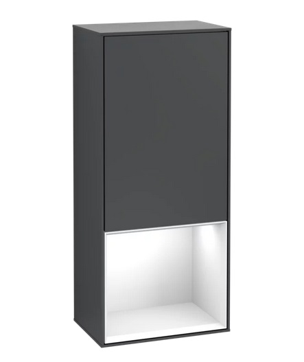 Шкафчик для ванной Villeroy & Boch Finion 41,8х93,6х27 см петли справа с подсветкой МДФ темно-синий матовый лак/глянцевый белый лак F550GFHG