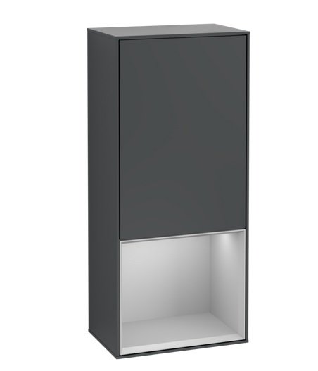 Шкафчик для ванной Villeroy & Boch Finion 41,8х93,6х27 см петли справа с подсветкой МДФ темно-синий матовый лак/светло-серый матовый лак F550GJHG
