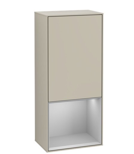 Шафка для ванної Villeroy & Boch Finion 41,8х93,6х27 см петлі праворуч з підсвічуванням МДФ пісок матовий лак/світло-сірий матовий лак F550GJHH