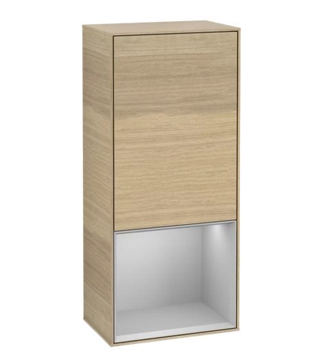 Шкафчик для ванной Villeroy & Boch Finion 41,8х93,6х27 см петли справа с подсветкой ДСП шпон дуба/светло-серый матовый лак F550GJPC