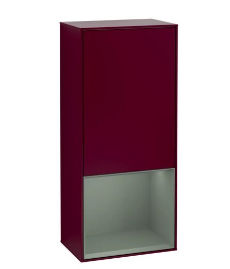 Шкафчик для ванной Villeroy & Boch Finion 41,8х93,6х27 см петли справа с подсветкой МДФ пион матовый лак/оливковый матовый лак F550GMHB