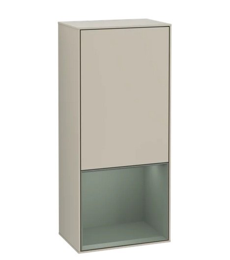 Шкафчик для ванной Villeroy & Boch Finion 41,8х93,6х27 см петли справа с подсветкой МДФ песок матовый лак/оливковый матовый лак F550GMHH