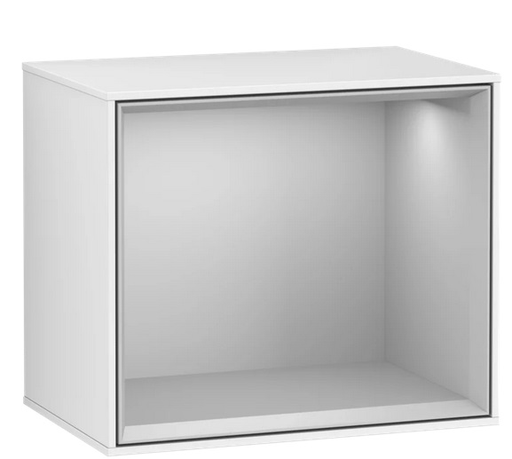 Стеллаж для ванной Villeroy & Boch Finion 41,8х35,6х27 см с подсветкой МДФ глянцевый белый лак/светло-серый матовый лак F580GJGF