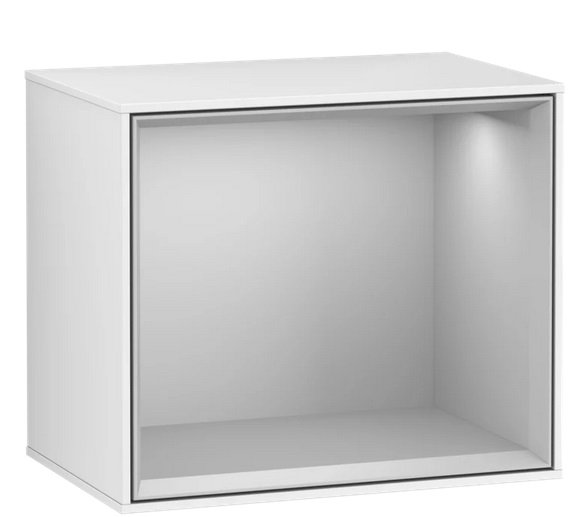 Стелаж для ванної Villeroy & Boch Finion 41,8 х35, 6х27 см з підсвічуванням МДФ глянсовий білий лак/світло-сірий матовий лак F580GJGF