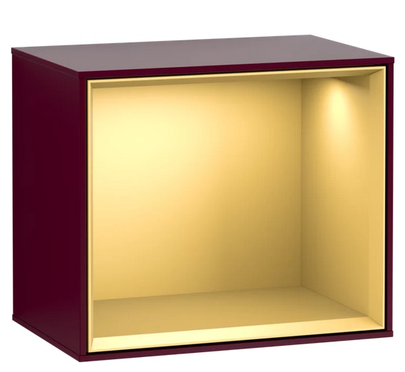 Стеллаж для ванной Villeroy & Boch Finion 41,8х35,6х27 см с подсветкой МДФ пион матовый лак/золотой матовый лак F580HFHB