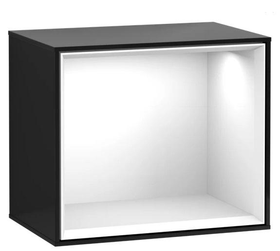 Стеллаж для ванной Villeroy & Boch Finion 41,8х35,6х27 см с подсветкой МДФ глянцевый черный лак/глянцевый белый лак F580GFPH