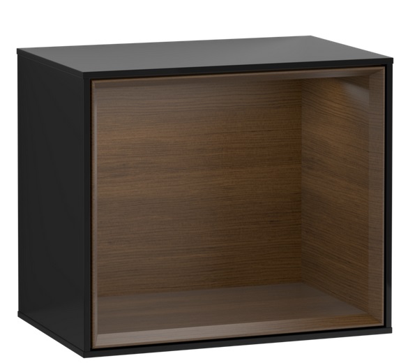 Стеллаж для ванной Villeroy & Boch Finion 41,8х35,6х27 см с подсветкой МДФ глянцевый черный лак/шпон грецкого ореха F580GNPH