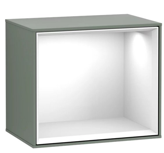 Стелаж для ванної Villeroy & Boch Finion 41,8 х35, 6х27 см з підсвічуванням МДФ оливковий матовий лак/глянсовий білий лак F580GFGM