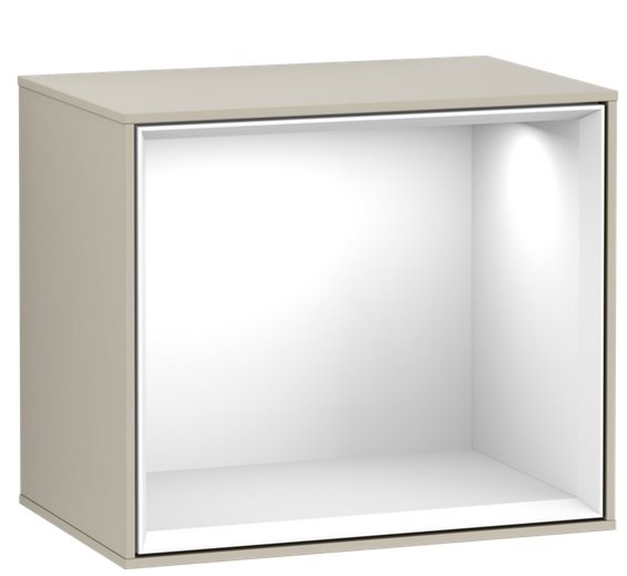 Стеллаж для ванной Villeroy & Boch Finion 41,8х35,6х27 см с подсветкой МДФ песок матовый лак/глянцевый белый лак F580GFHH