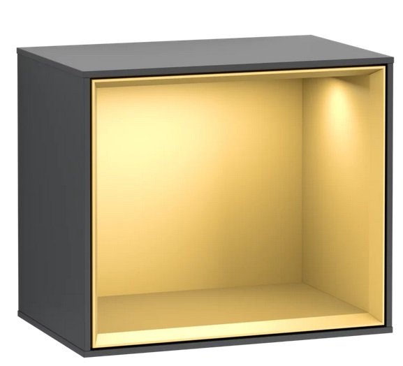 Стелаж для ванної Villeroy & Boch Finion 41,8 х35, 6х27 см з підсвічуванням МДФ темно-синій матовий лак/золотий матовий лак F580HFHG