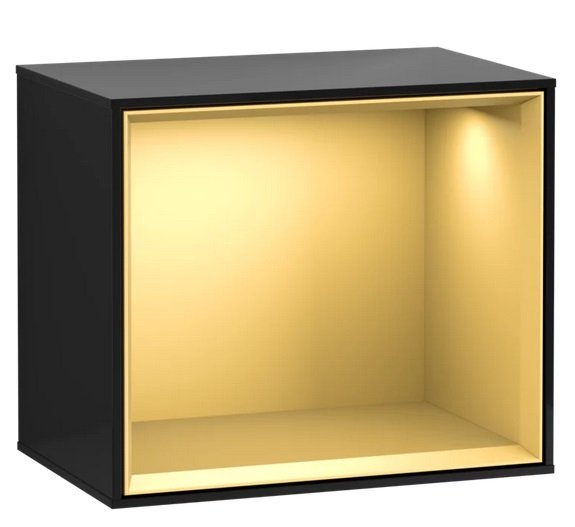 Стелаж для ванної Villeroy & Boch Finion 41,8х35,6х27 см з підсвічуванням МДФ глянсовий чорний лак/золотий матовий лак F580HFPH