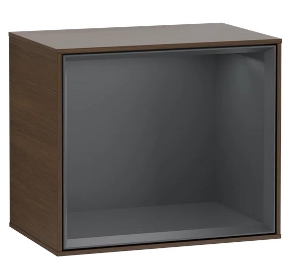 Стелаж для ванної Villeroy & Boch Finion 41,8 х35, 6х27 см з підсвічуванням ДСП шпон волоського горіха/темно-синій матовий лак F580HGGN