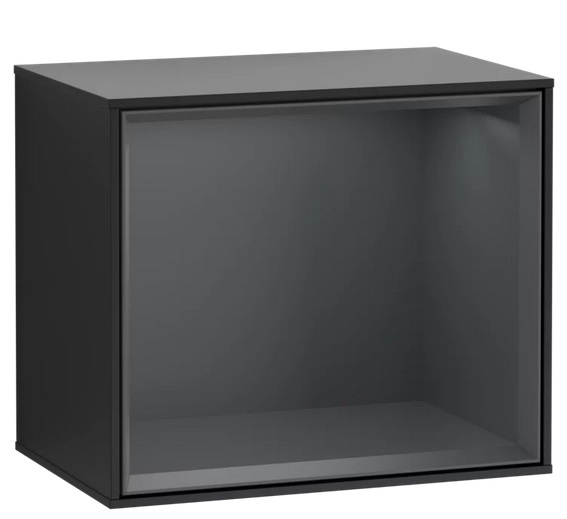 Стеллаж для ванной Villeroy & Boch Finion 41,8х35,6х27 см с подсветкой МДФ черный матовый лак/темно-синий матовый лак F580HGPD