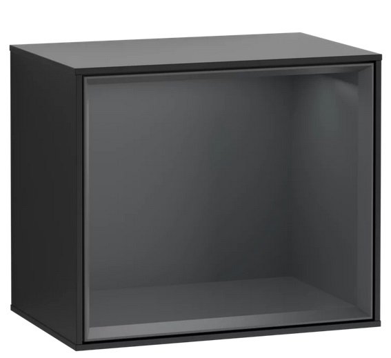 Стеллаж для ванной Villeroy & Boch Finion 41,8х35,6х27 см с подсветкой МДФ черный матовый лак/темно-синий матовый лак F580HGPD