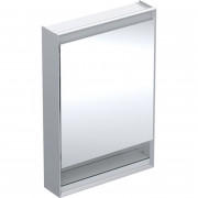 Зеркальный шкафчик для ванной комнаты Geberit One 60x90x15 см с нишей и светодиодной подсветкой алюминий белый 505.830.00.2
