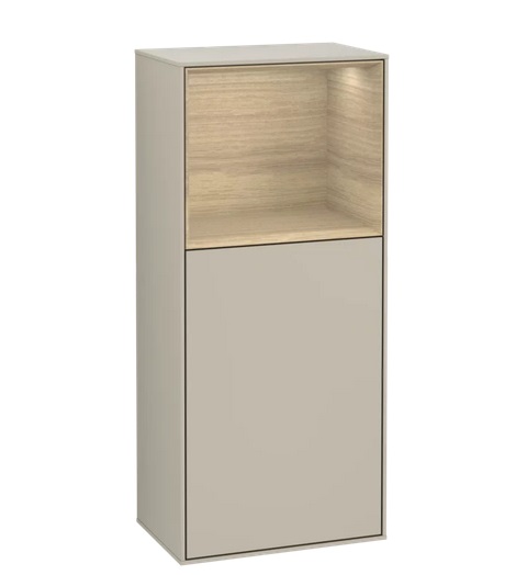 Шафка для ванної Villeroy & Boch Finion 41,8х93,6х27 см петлі зліва з підсвічуванням ДСП пісок матовий лак/шпон дуба F520PCHH