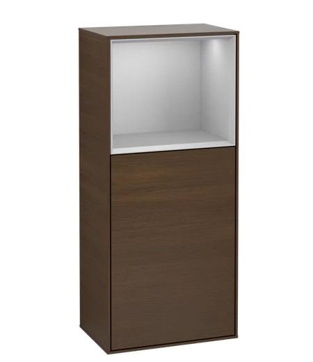 Шкафчик для ванной Villeroy & Boch Finion 41,8х93,6х27 см петли слева с подсветкой ДСП шпон грецкого ореха/светло-серый матовый лак G520GJGN