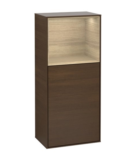 Шкафчик для ванной Villeroy & Boch Finion 41,8х93,6х27 см петли слева с подсветкой ДСП шпон грецкого ореха/шпон дуба F520PCGN