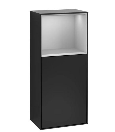 Шкафчик для ванной Villeroy & Boch Finion 41,8х93,6х27 см петли слева с подсветкой МДФ черный матовый лак/светло-серый матовый лак G520GJPD