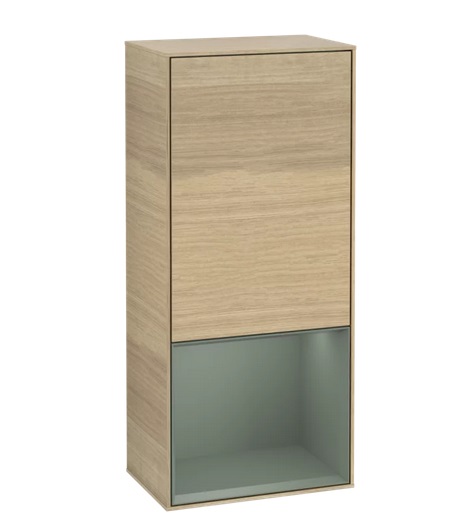Шкафчик для ванной Villeroy & Boch Finion 41,8х93,6х27 см петли справа с подсветкой ДСП шпон дуба/оливковый матовый лак F550GMPC