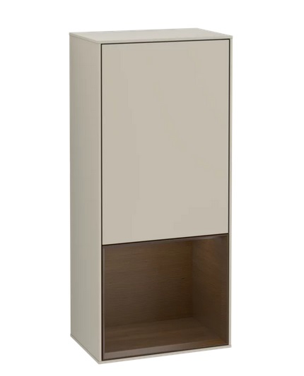 Шафка для ванної Villeroy & Boch Finion 41,8х93,6х27 см петлі праворуч з підсвічуванням МДФ пісок матовий лак/шпон волоського горіха F550GNHH