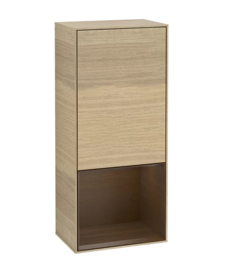 Шкафчик для ванной Villeroy & Boch Finion 41,8х93,6х27 см петли справа с подсветкой ДСП шпон дуба/шпон грецкого ореха F550GNPC