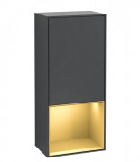 Шкафчик для ванной Villeroy & Boch Finion 41,8х93,6х27 см петли справа с подсветкой МДФ темно-синий матовый лак/золотой матовый лак F550HFHG