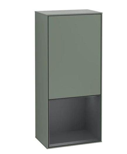 Шкафчик для ванной Villeroy & Boch Finion 41,8х93,6х27 см петли спраа с подсветкой МДФ оливковый матовый лак/темно-синий матовый лак F550HGGM